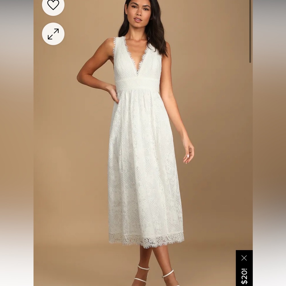 Love Celebration White Lace Sleeveless Midi Dress